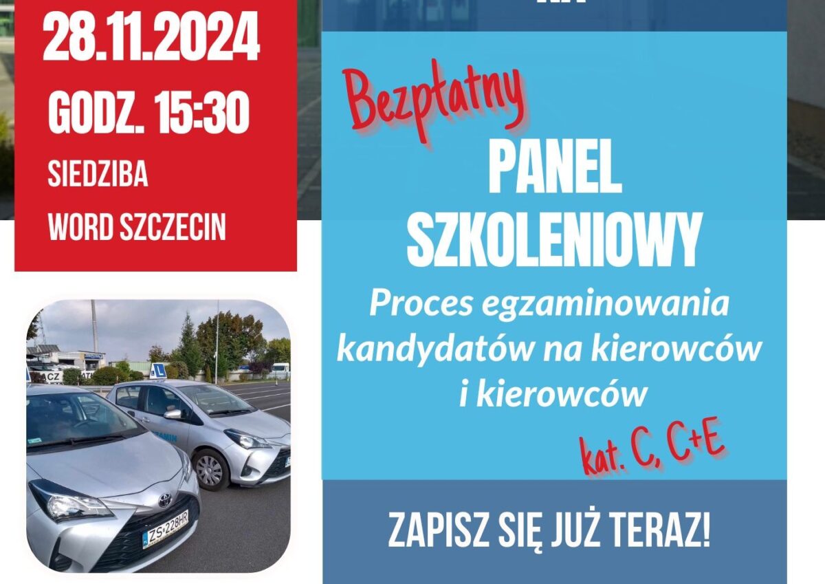 Bener reklamujący bezpłatne warsztaty dla instruktorów kategorii C, C+E